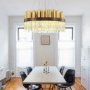 Loft Industry Modern - Gold Tubes & Glass Chandelier